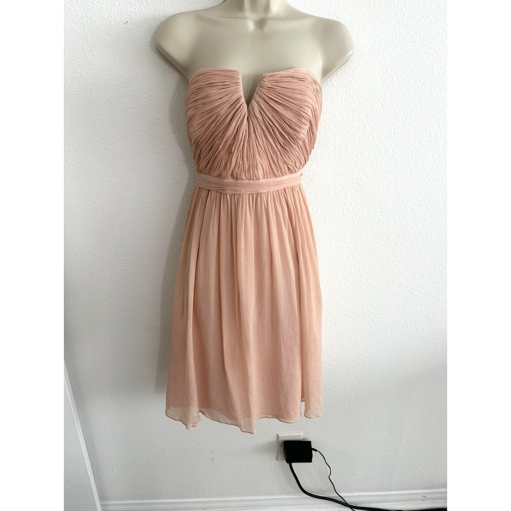 J. Crew Mini Cocktail Dress Light Pink Silk Chiffon Strapless Sweetheart Sz 10‎